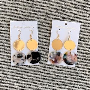 Set of 2 Gold & Acrylic Statement Earring